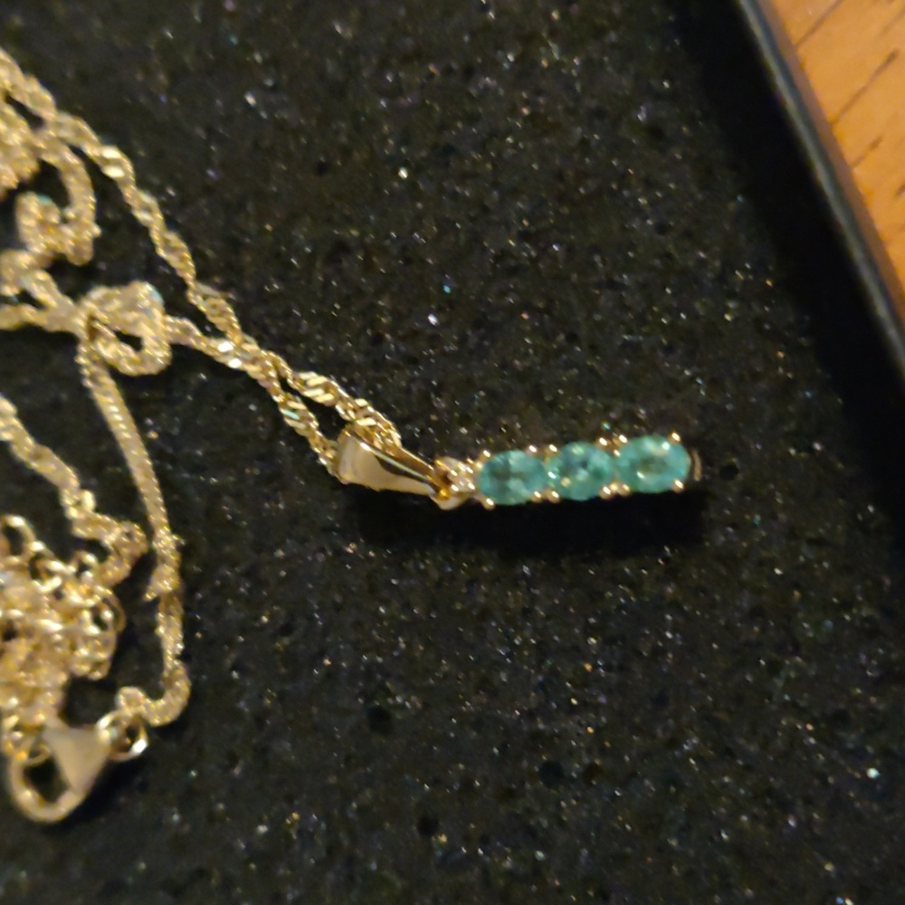 Real Zambian Emerald And Diamond Necklace 18-20 Inches 14kt Over 925 Sterling